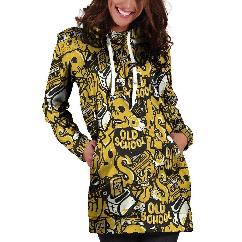 Old School HipHop Print Hoodie Dress-grizzshop