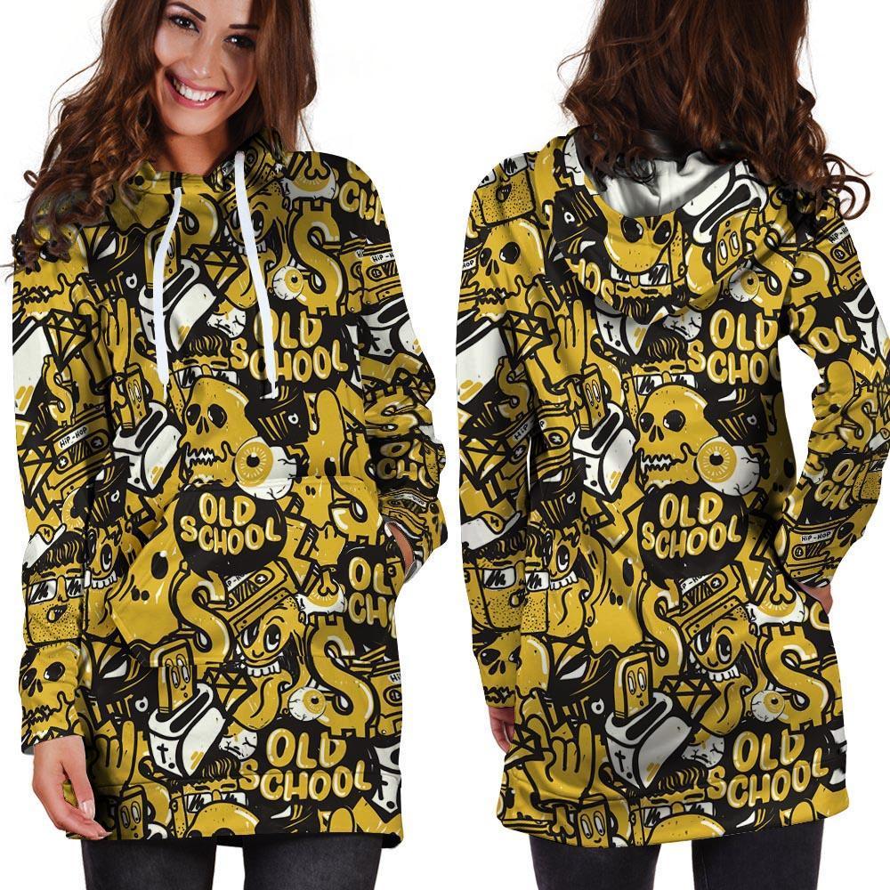 Old School HipHop Print Hoodie Dress-grizzshop