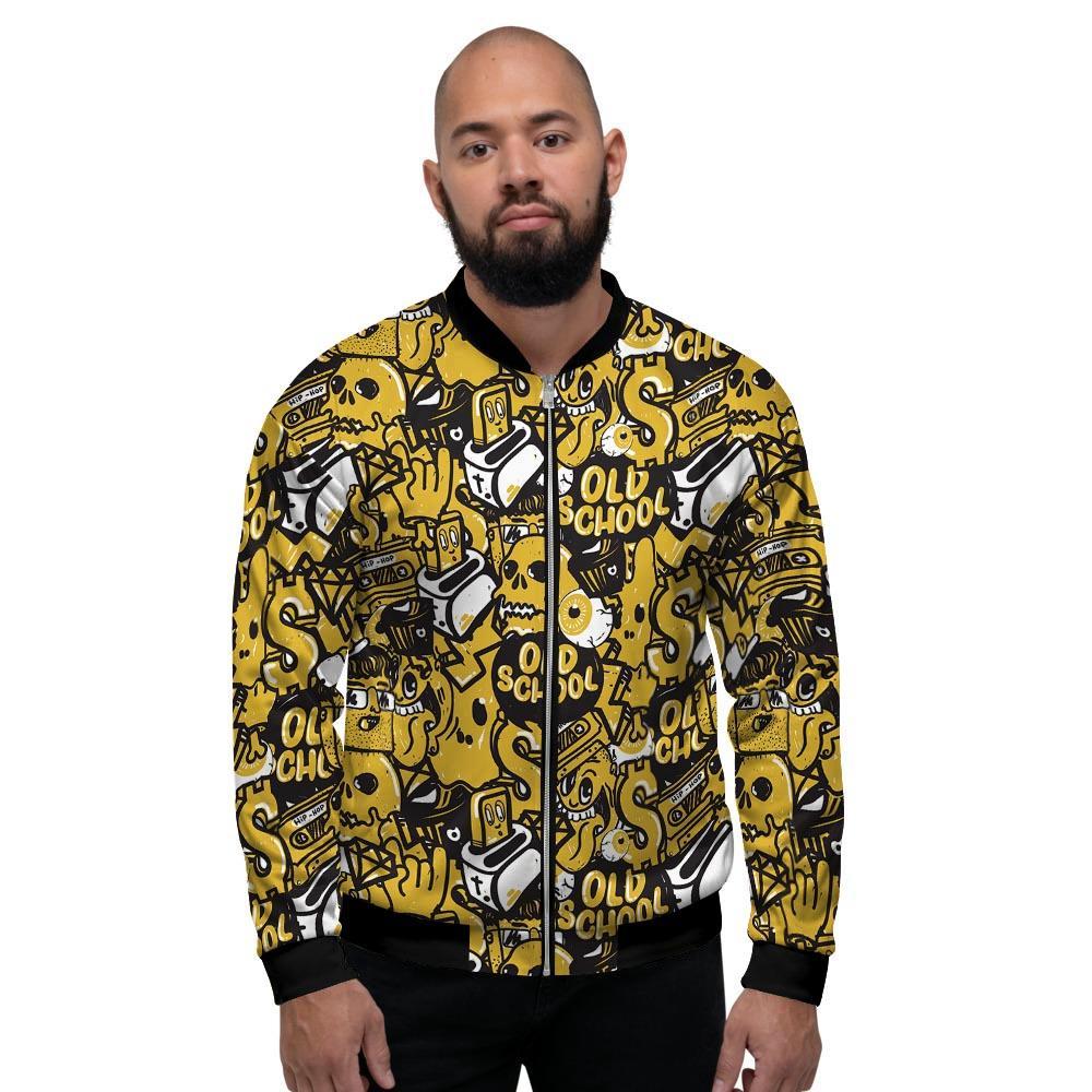 Old School HipHop Print Men's Bomber Jacket-grizzshop