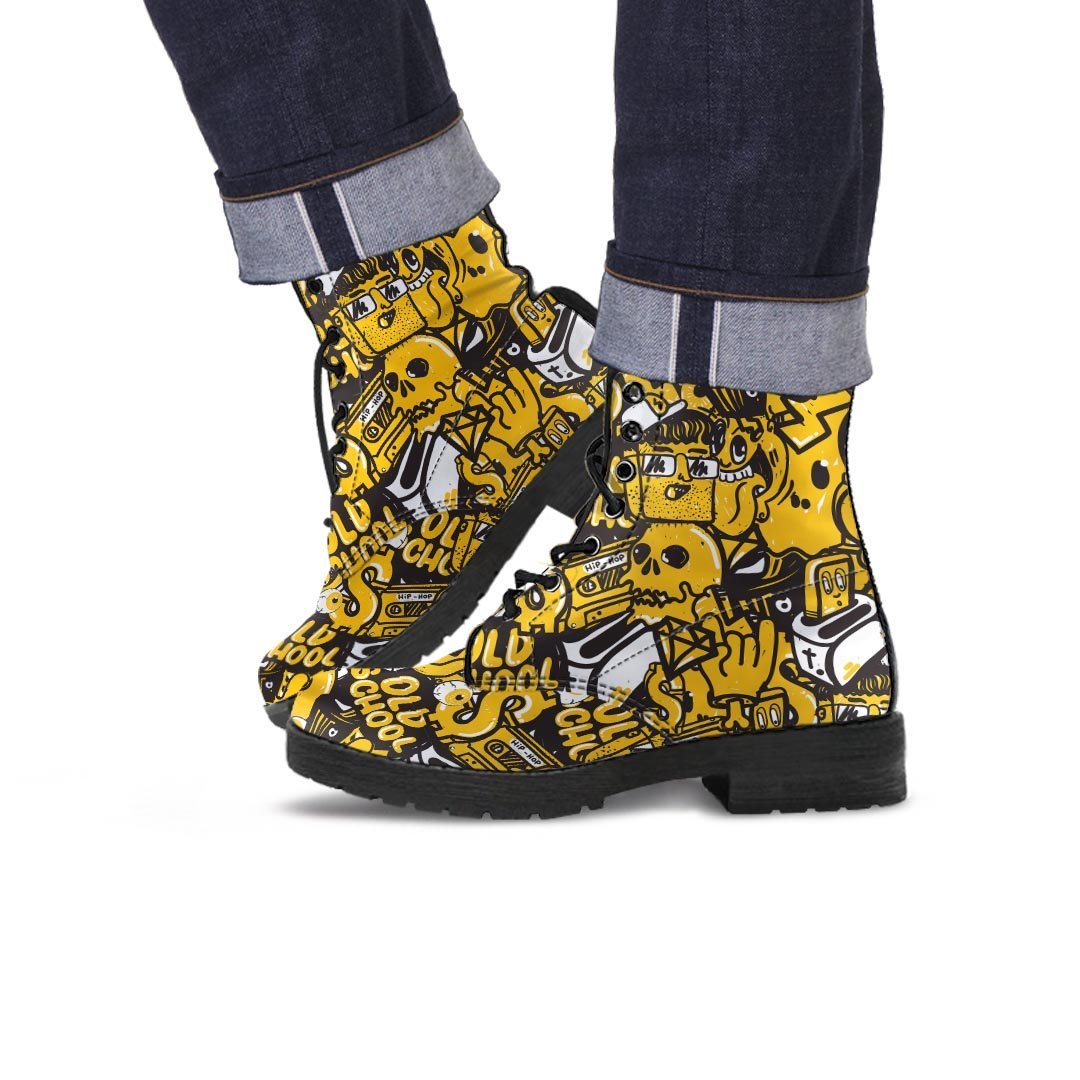 Old School HipHop Print Men's Boots-grizzshop