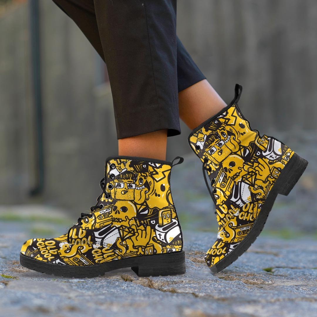 Old School HipHop Print Men's Boots-grizzshop