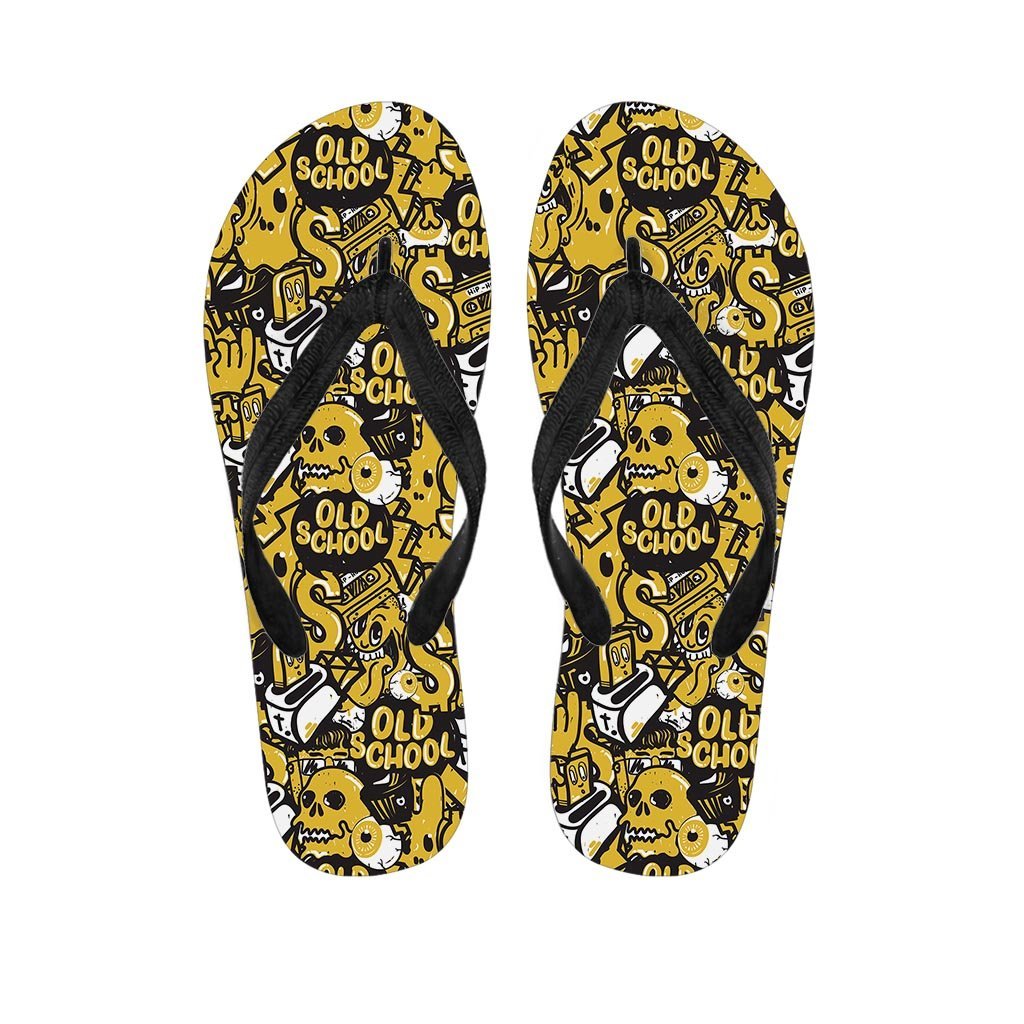 Old School HipHop Print Men's Flip Flops-grizzshop