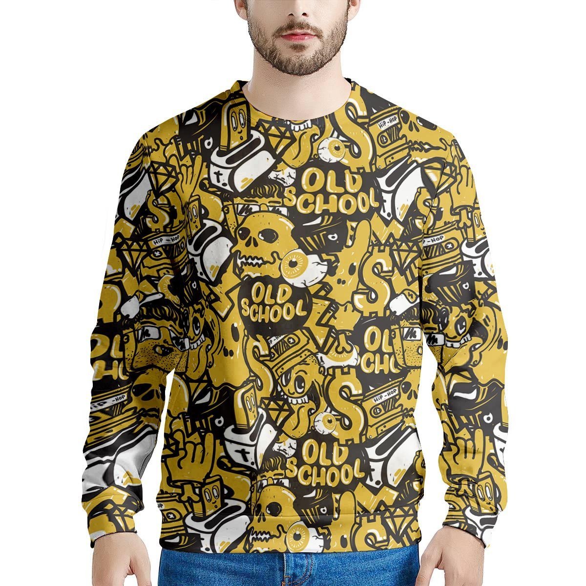 Old School HipHop Print Men's Sweatshirt-grizzshop