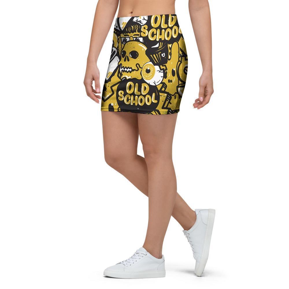 Old School HipHop Print Mini Skirt-grizzshop
