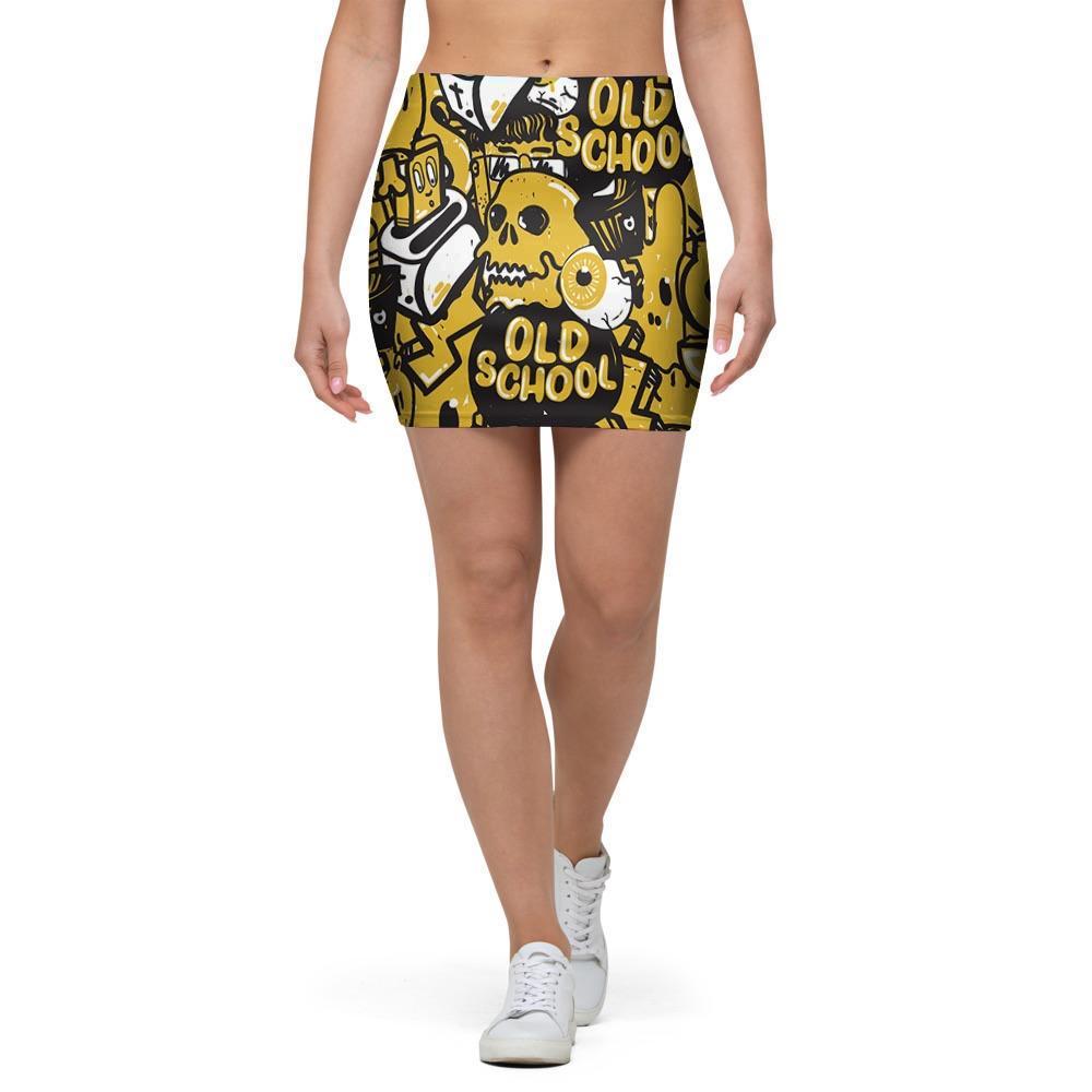 Old School HipHop Print Mini Skirt-grizzshop