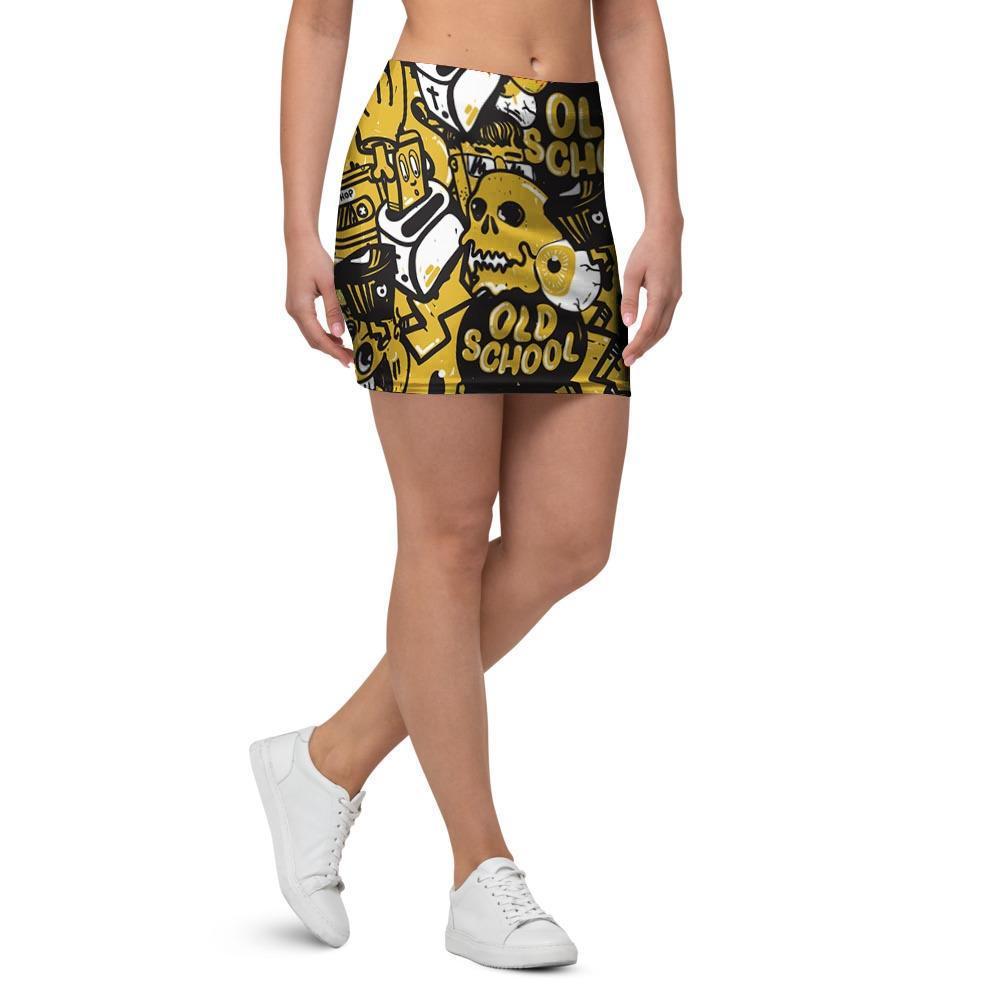 Old School HipHop Print Mini Skirt-grizzshop