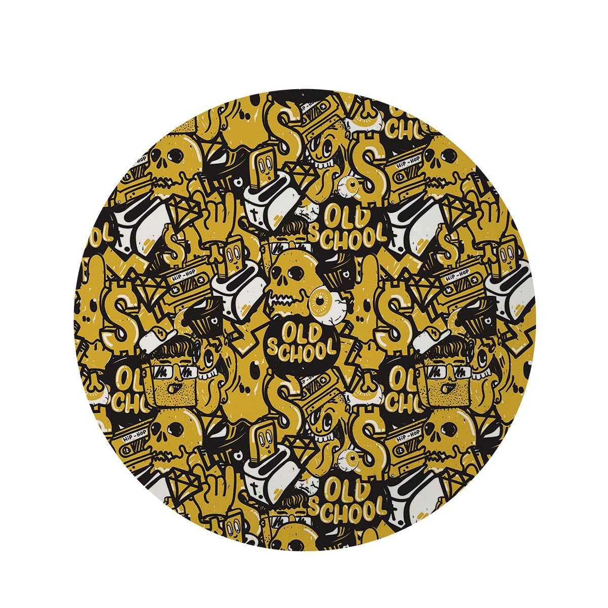 Old School HipHop Print Round Rug-grizzshop