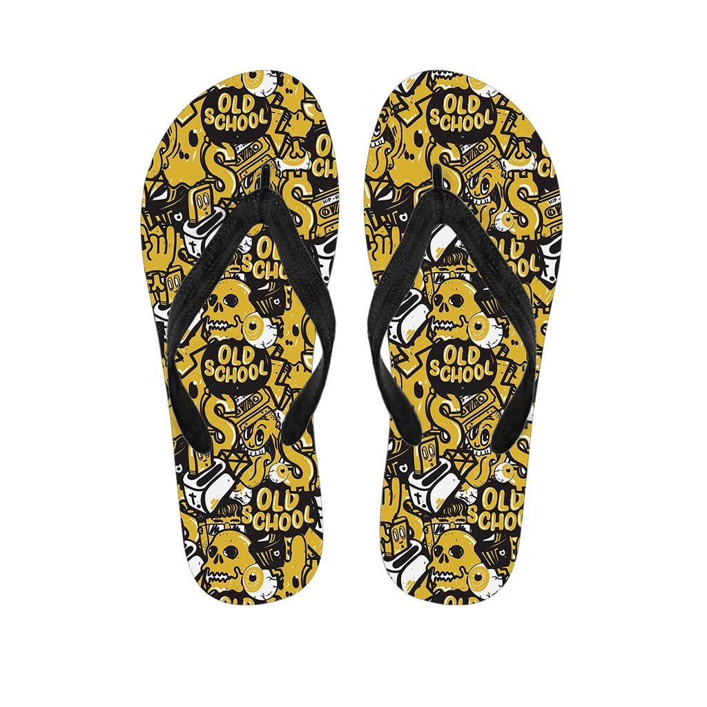 Old School HipHop Print Women's Flip Flops-grizzshop