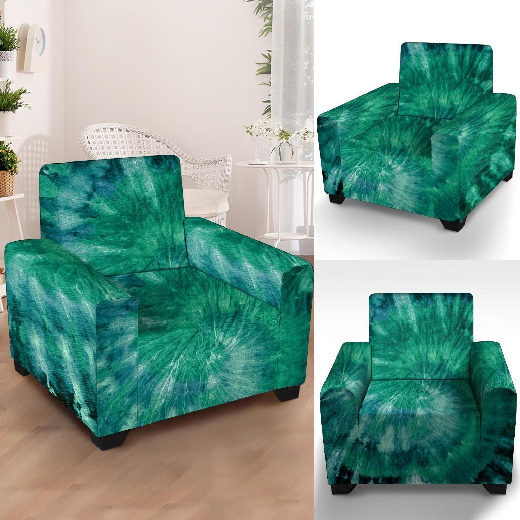 Olive Green Tie Dye Armchair Cover-grizzshop