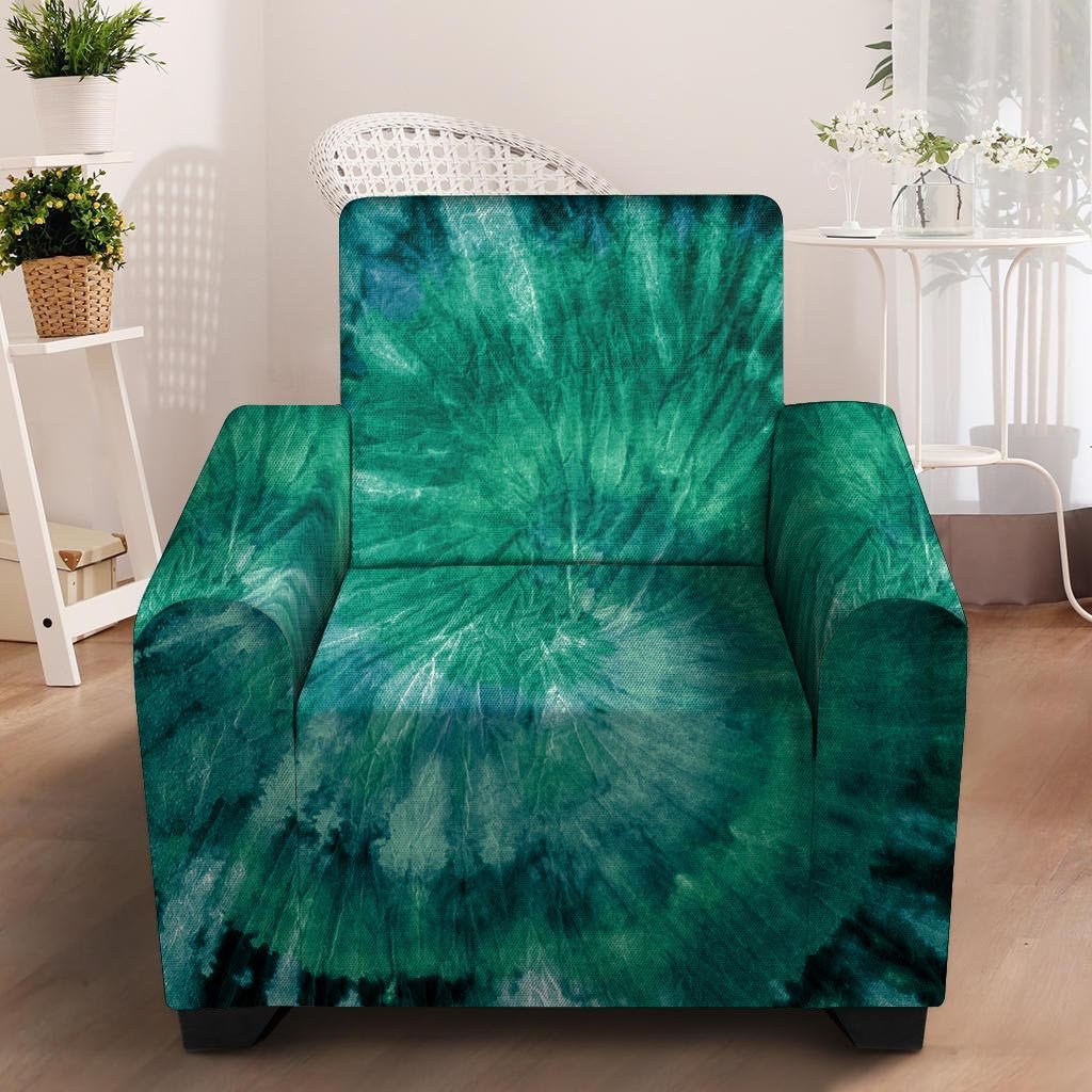 Olive Green Tie Dye Armchair Cover-grizzshop