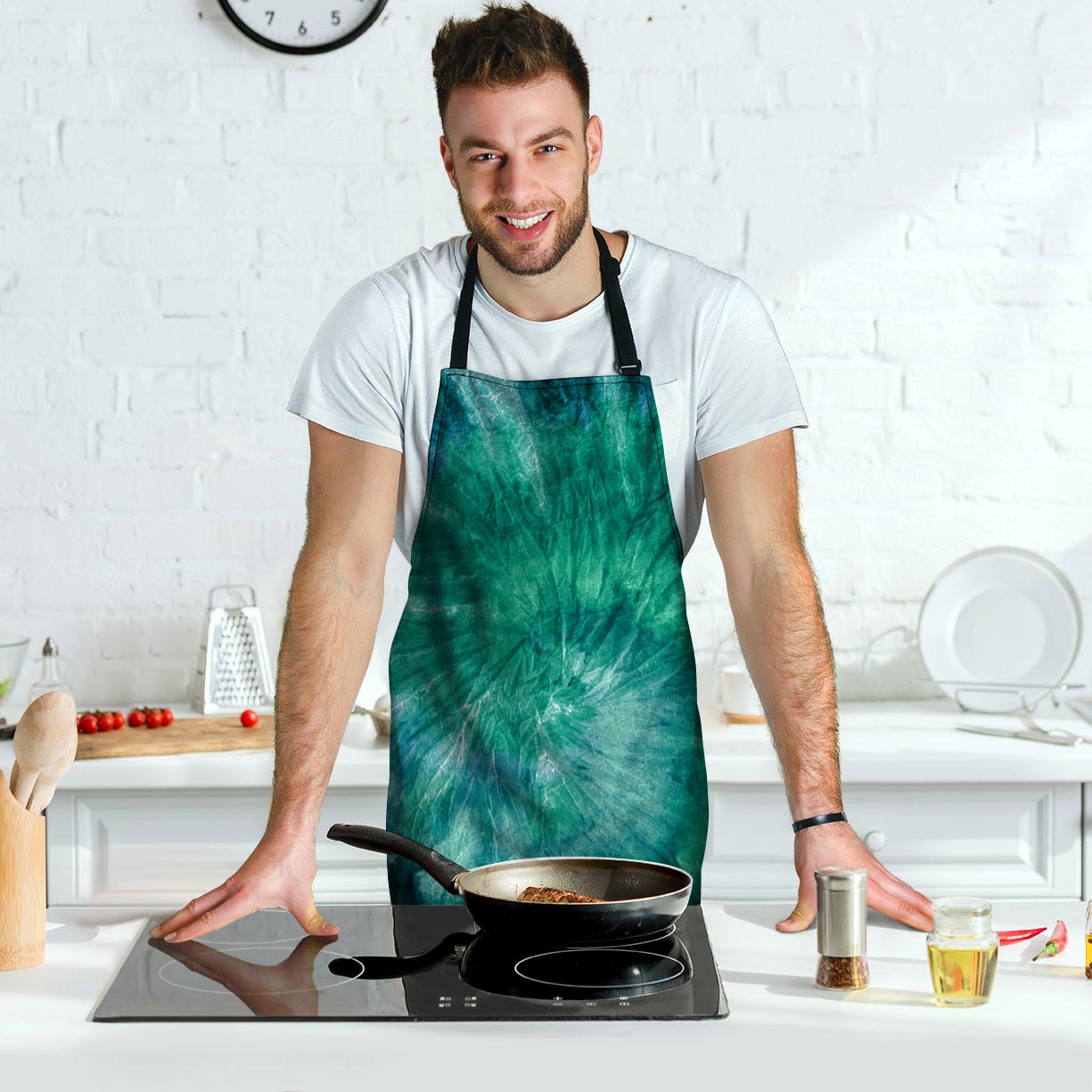 Olive Green Tie Dye Men's Apron-grizzshop