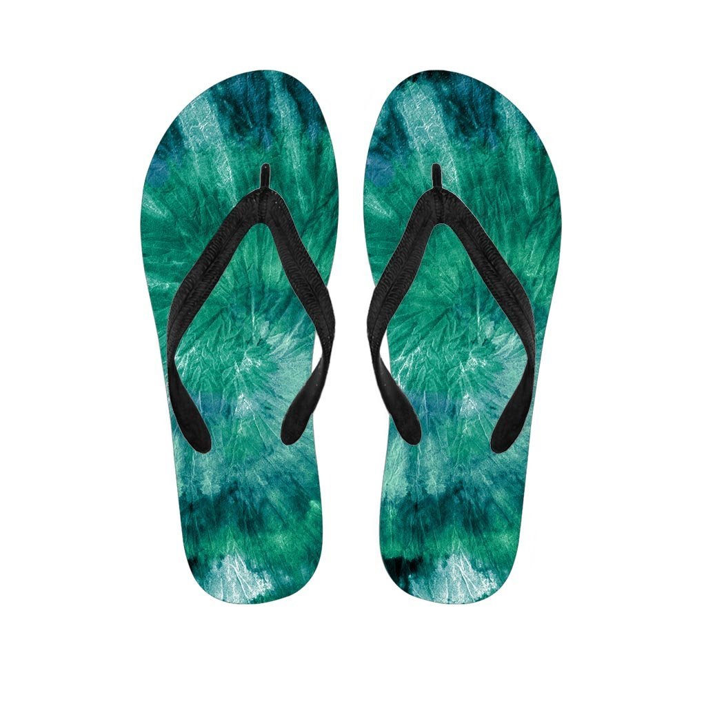 Olive Green Tie Dye Men's Flip Flops-grizzshop