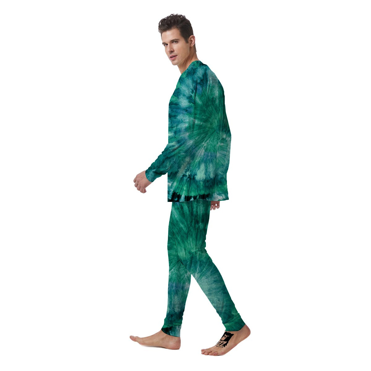 Olive Green Tie Dye Men's Pajamas-grizzshop