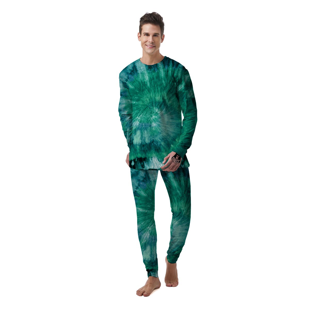 Olive Green Tie Dye Men's Pajamas-grizzshop