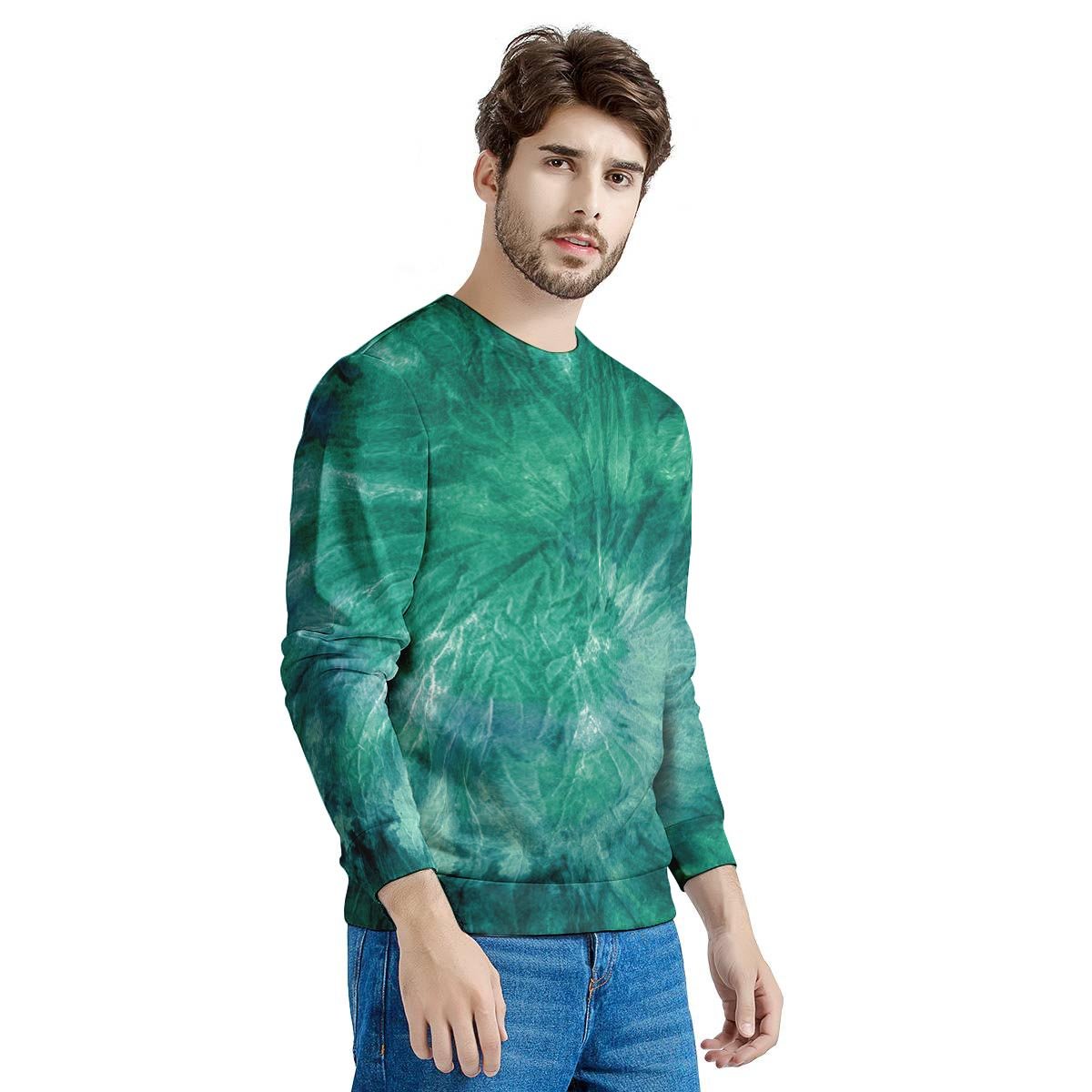 Olive Green Tie Dye Men's Sweatshirt-grizzshop