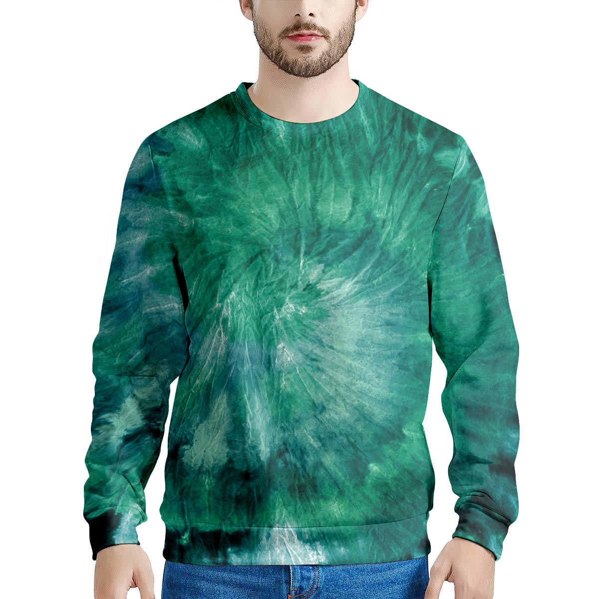 Olive Green Tie Dye Men's Sweatshirt-grizzshop