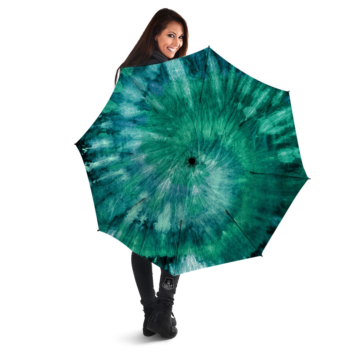 Olive Green Tie Dye Umbrella-grizzshop