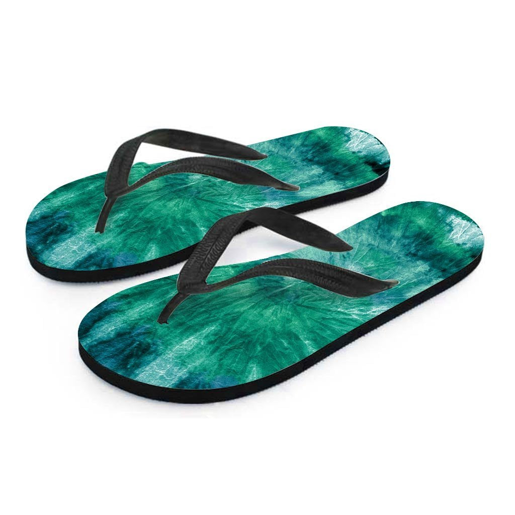 Olive Green Tie Dye Women's Flip Flops-grizzshop