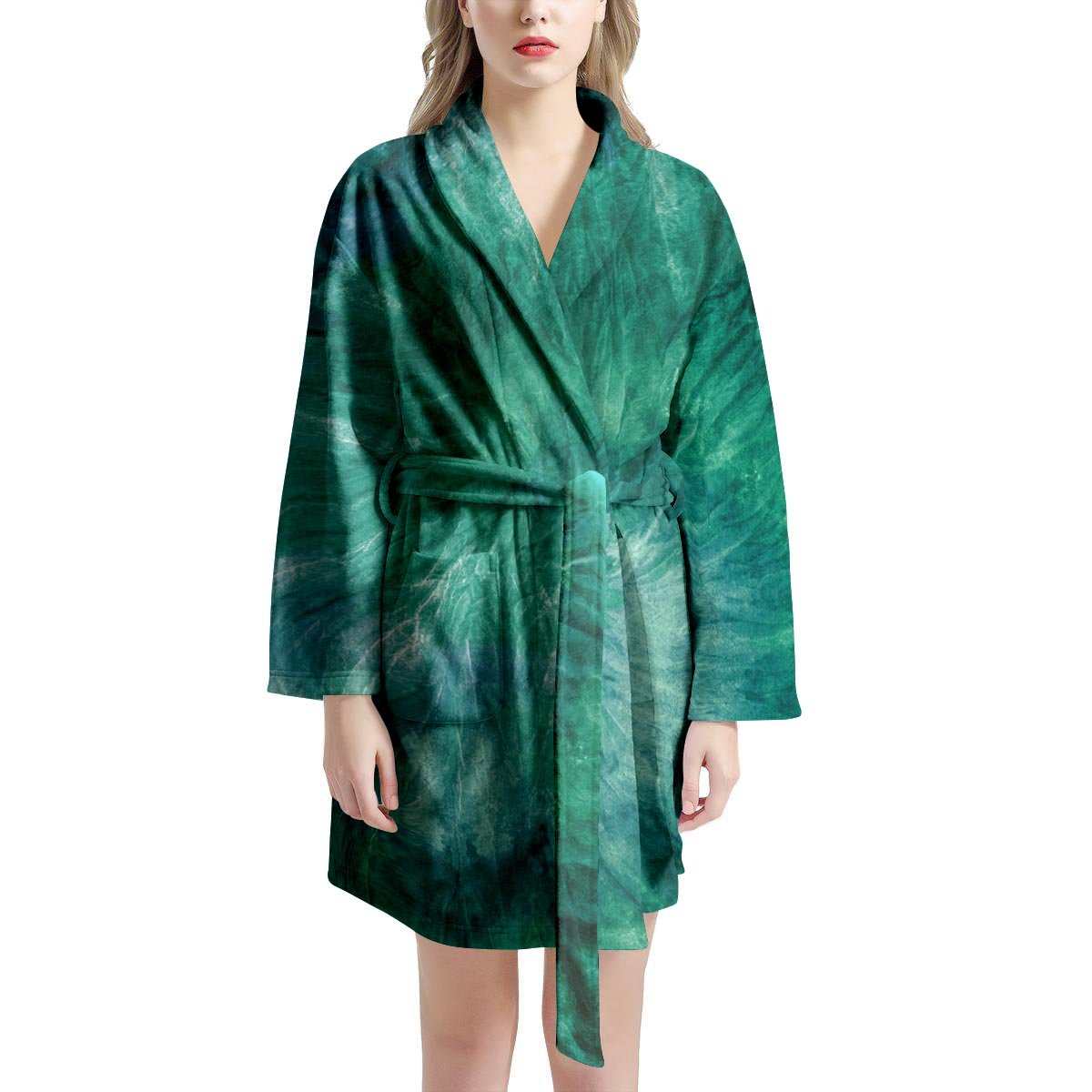 Olive Green Tie Dye Women's Robe-grizzshop