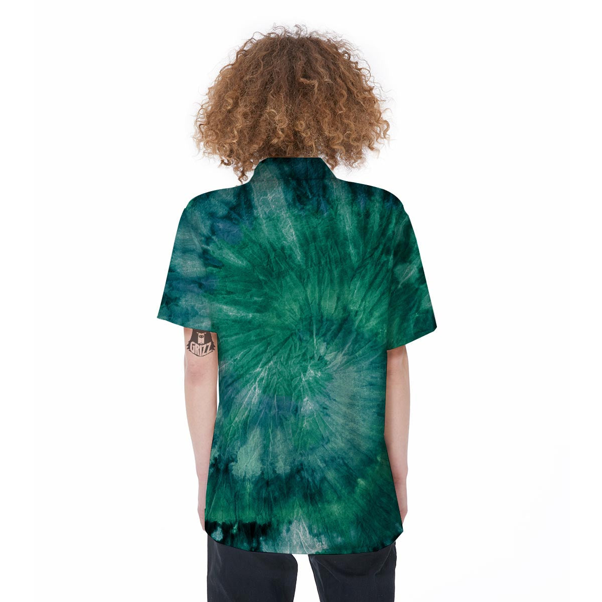 Olive Green Tie Dye Women's Short Sleeve Shirts-grizzshop