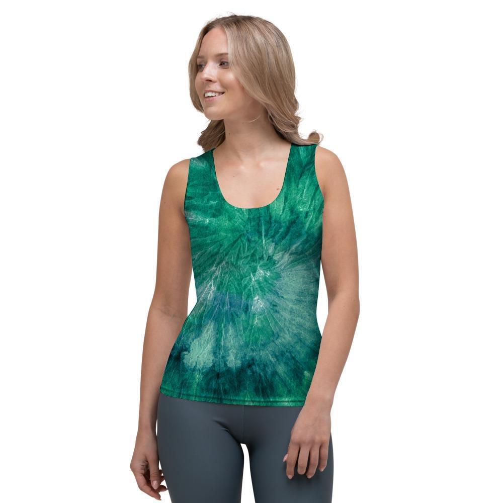 Olive Green Tie Dye Women's Tank Top-grizzshop