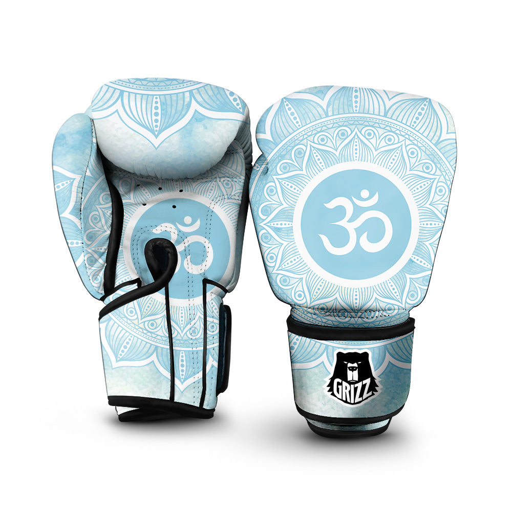 Om Mandala Blue Print Boxing Gloves-grizzshop