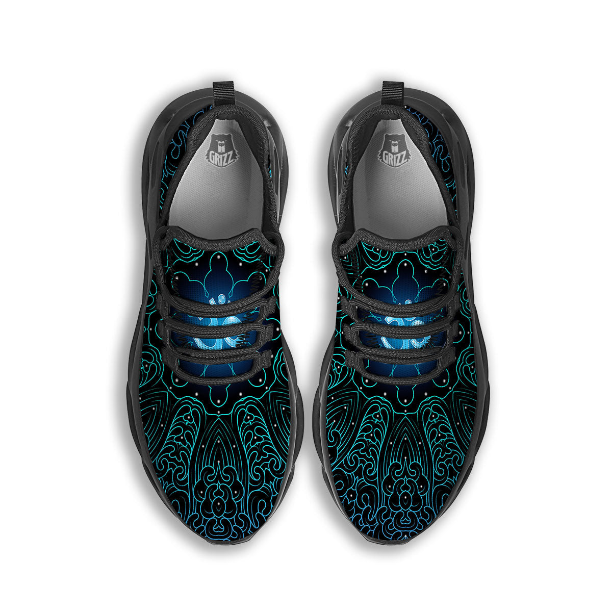 Om Psychedelic Print Black Running Shoes-grizzshop