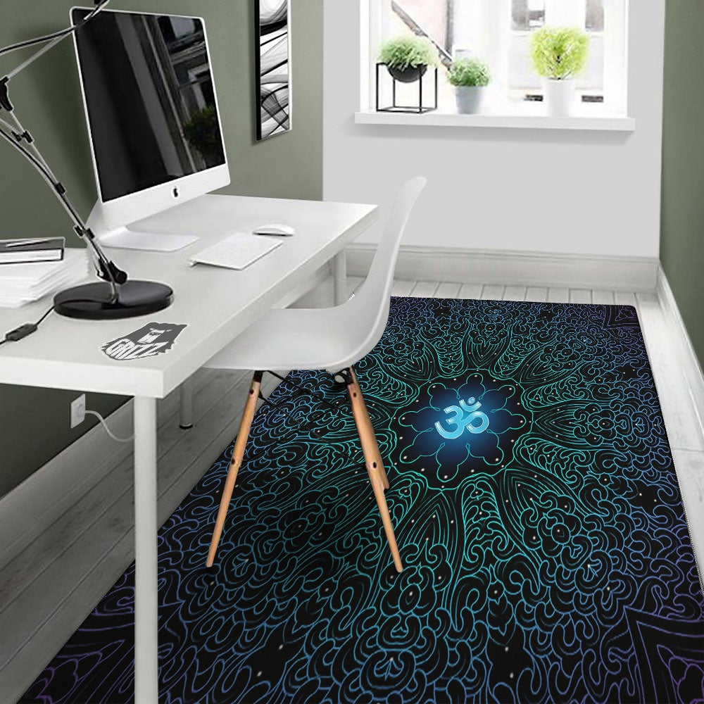 Om Psychedelic Print Floor Mat-grizzshop