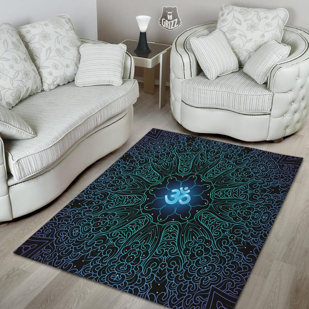 Om Psychedelic Print Floor Mat-grizzshop