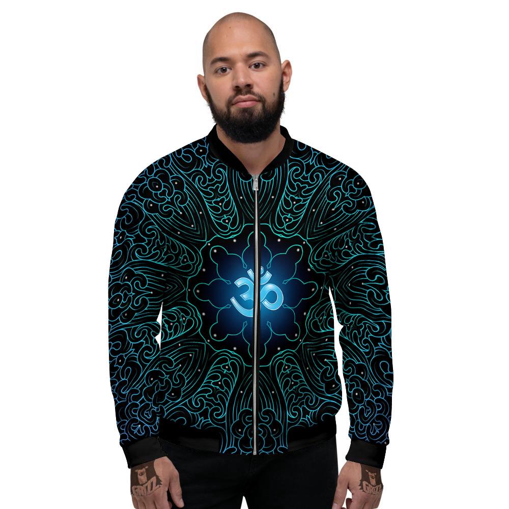 Om Psychedelic Print Men's Bomber Jacket-grizzshop