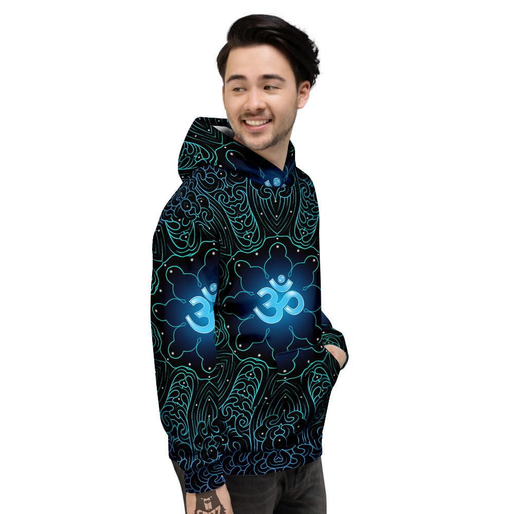 Om Psychedelic Print Men's Hoodie-grizzshop