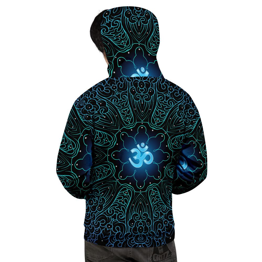Om Psychedelic Print Men's Hoodie-grizzshop