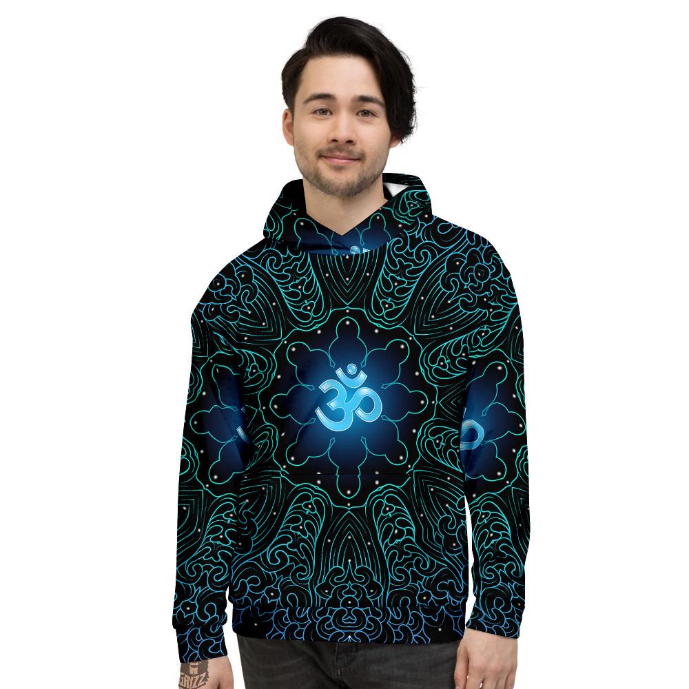 Om Psychedelic Print Men's Hoodie-grizzshop