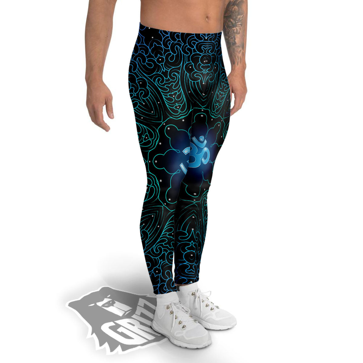 Om Psychedelic Print Men's Leggings-grizzshop