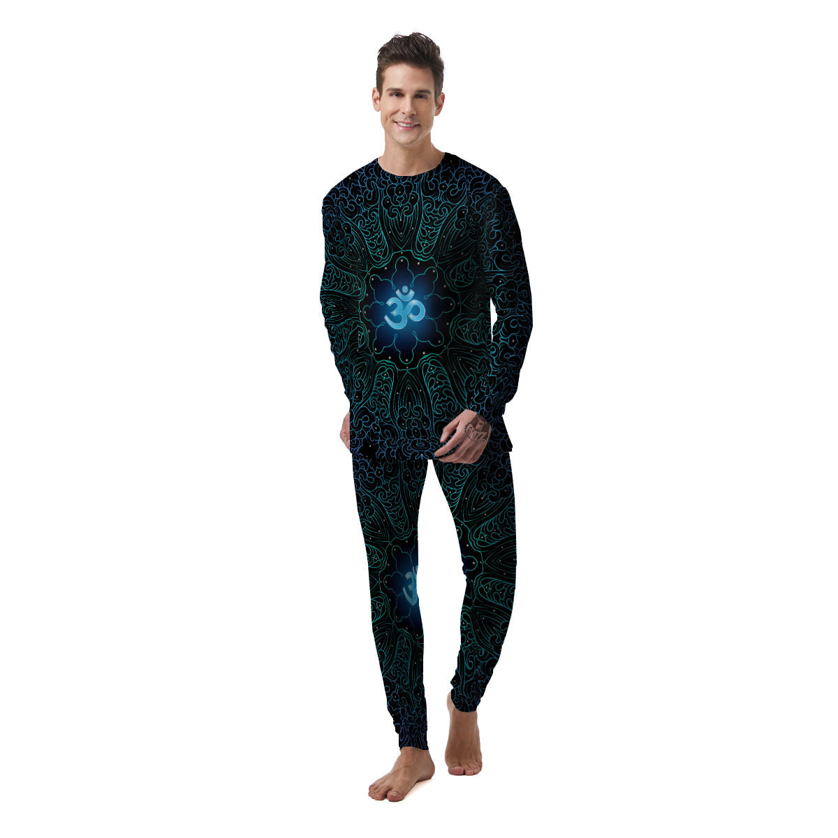 Om Psychedelic Print Men's Pajamas-grizzshop
