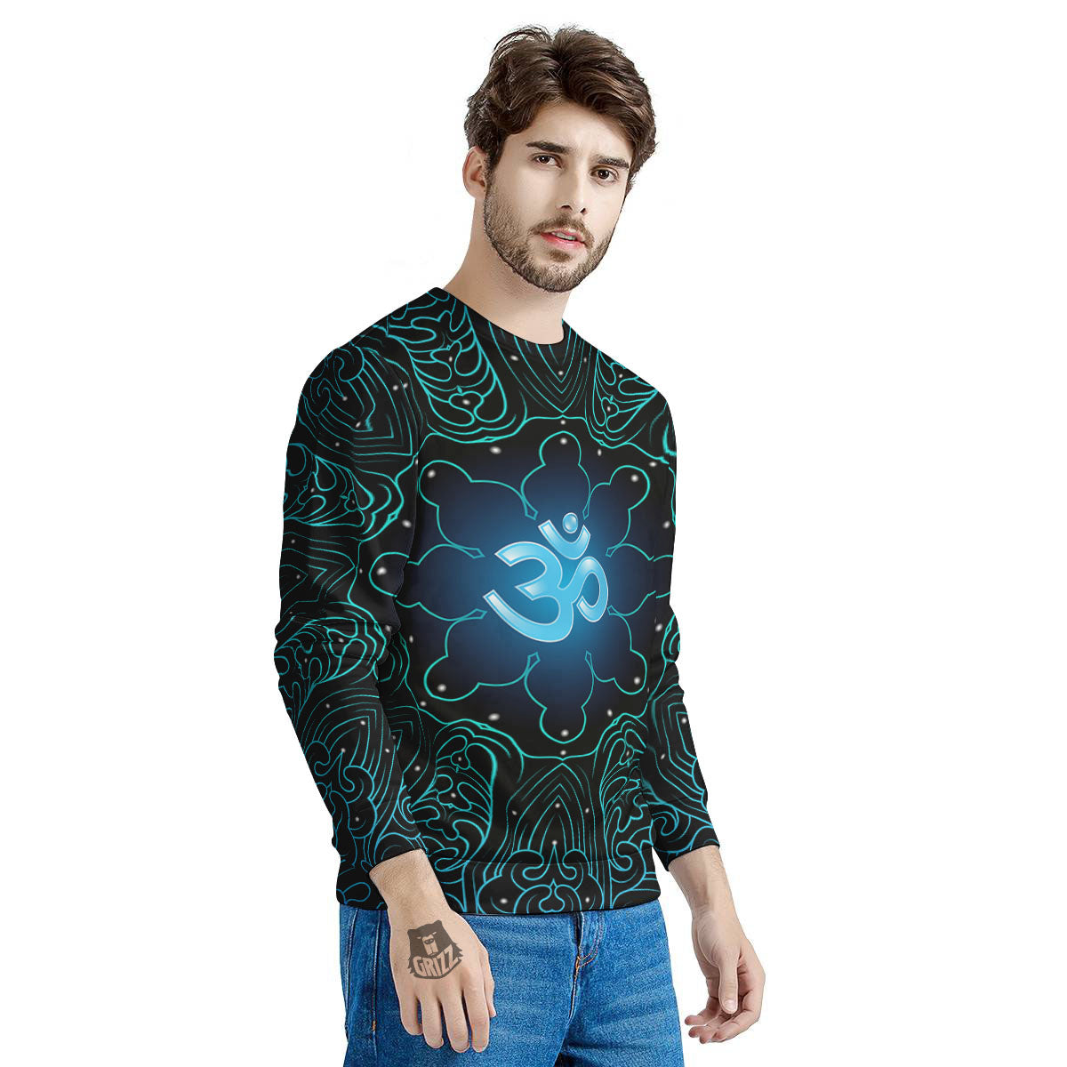 Om Psychedelic Print Men's Sweatshirt-grizzshop