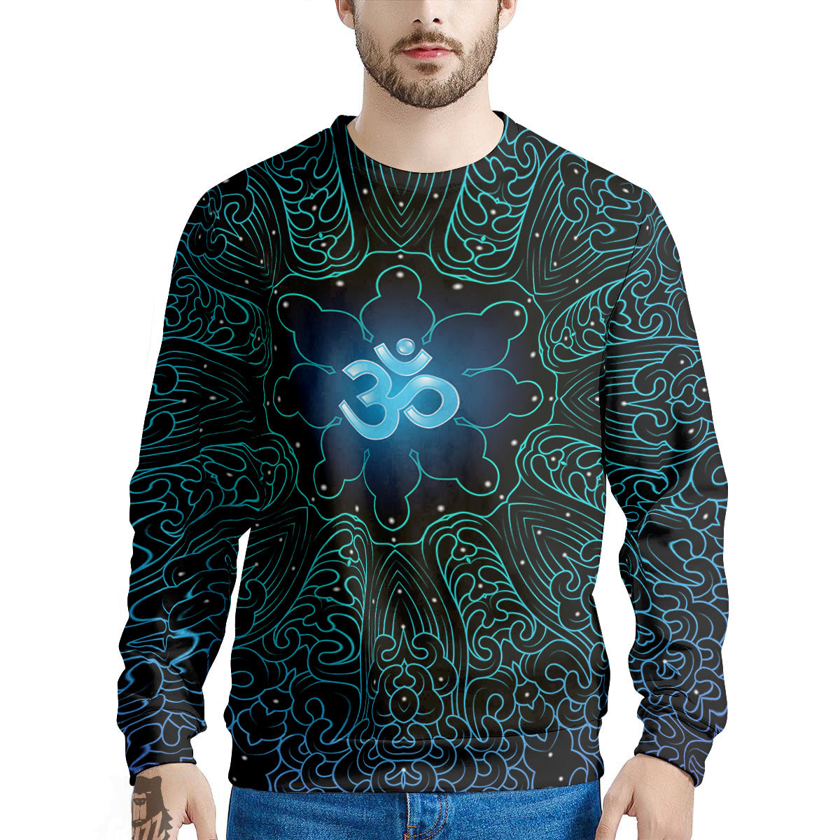Om Psychedelic Print Men's Sweatshirt-grizzshop