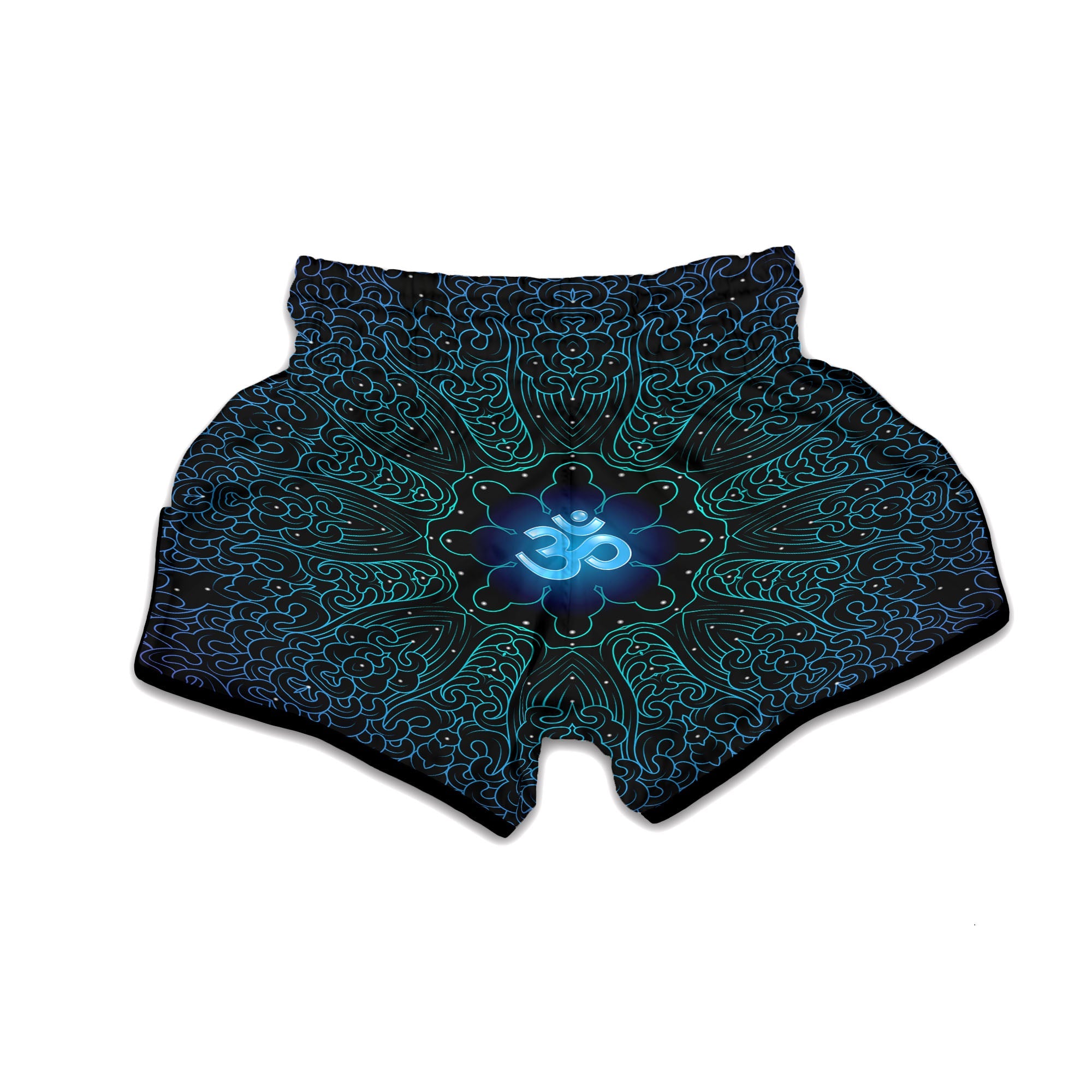 Om Psychedelic Print Muay Thai Boxing Shorts-grizzshop