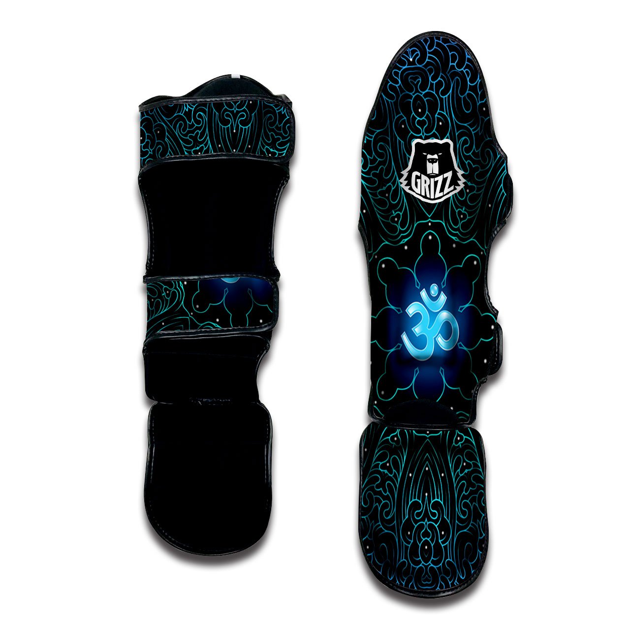 Om Psychedelic Print Muay Thai Shin Guards-grizzshop