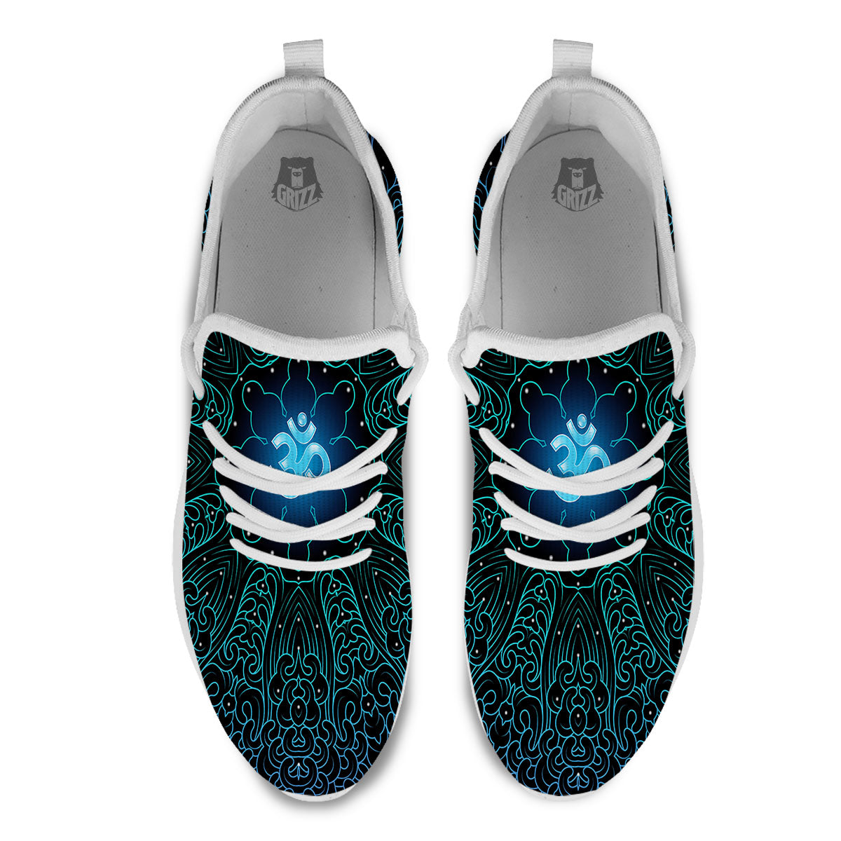 Om Psychedelic Print White Athletic Shoes-grizzshop