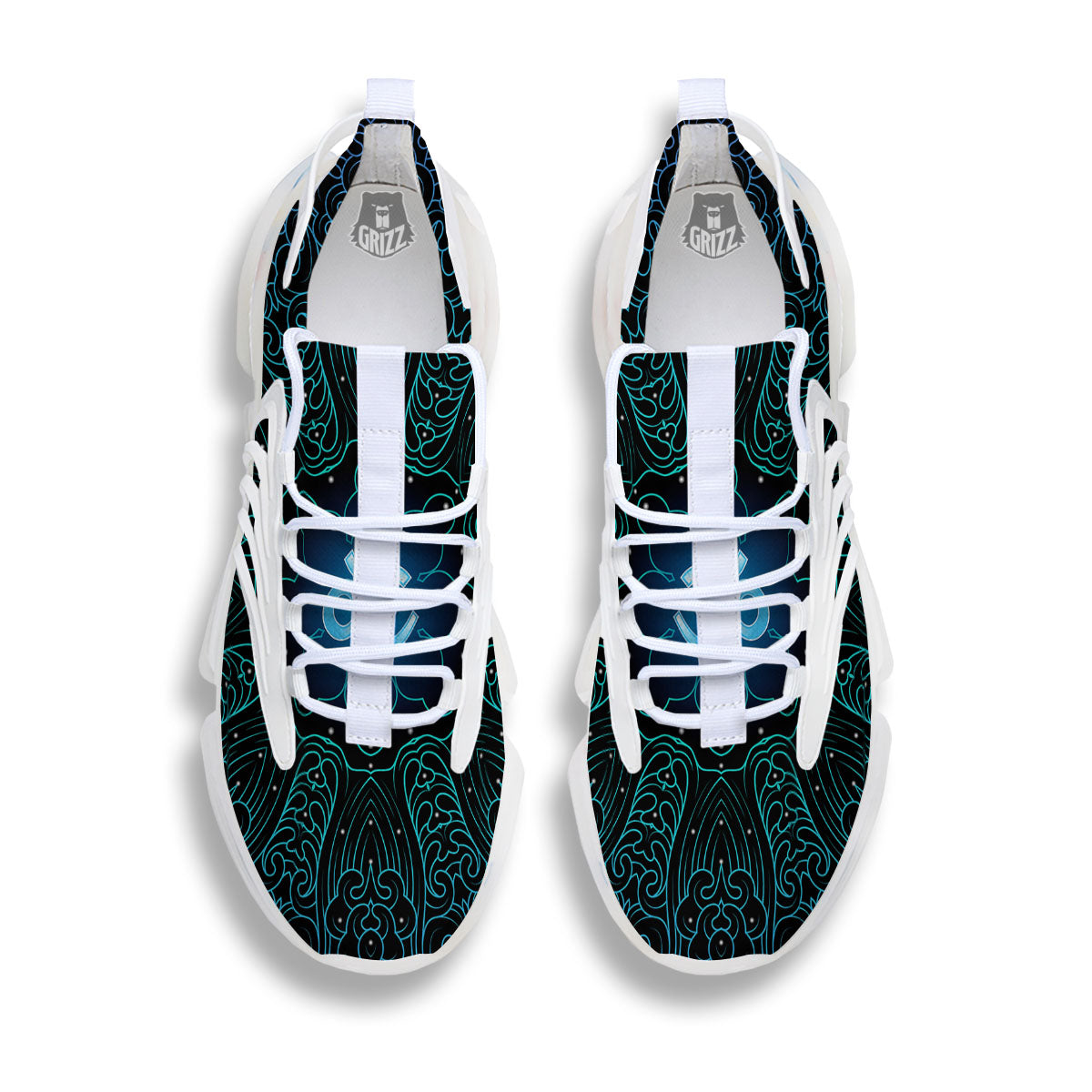 Om Psychedelic Print White Gym Shoes-grizzshop