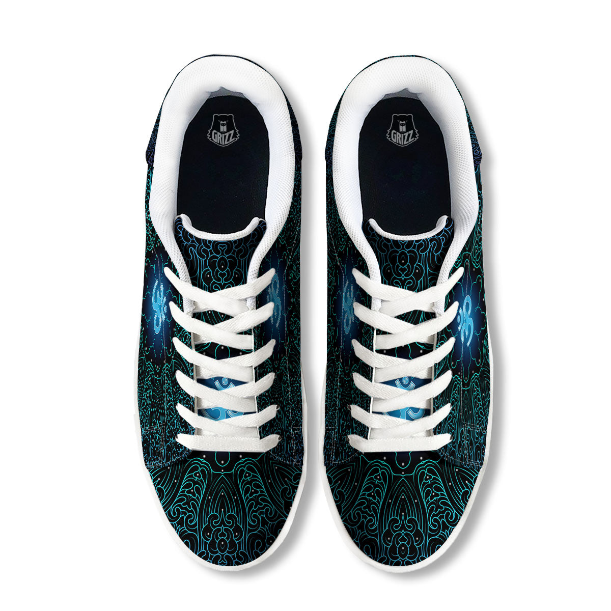 Om Psychedelic Print White Low Top Sneakers-grizzshop