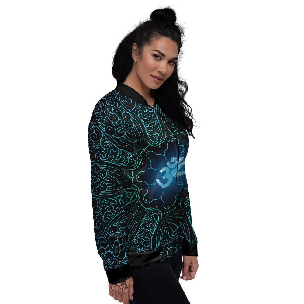Om Psychedelic Print Women's Bomber Jacket-grizzshop