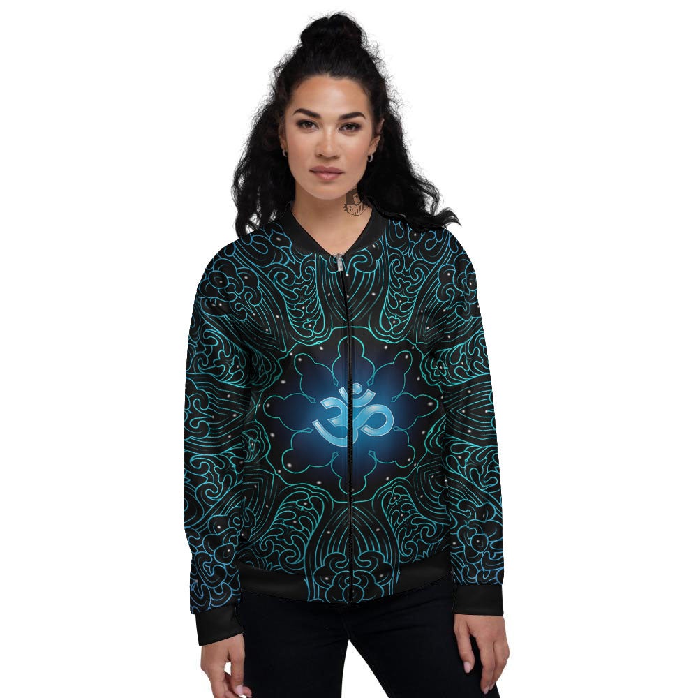 Om Psychedelic Print Women's Bomber Jacket-grizzshop