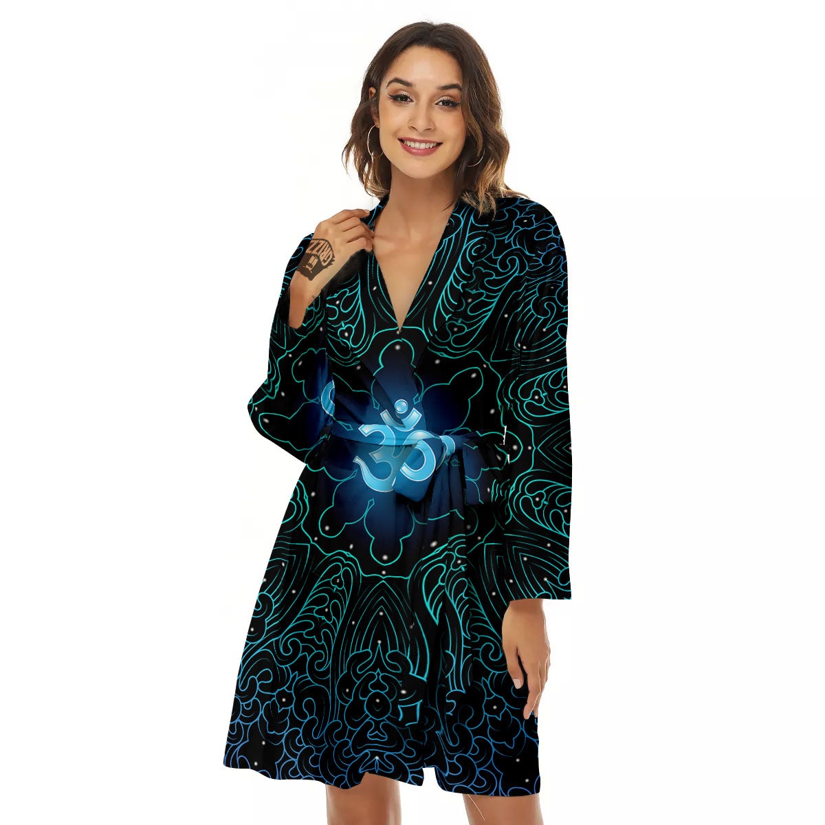 Om Psychedelic Print Women's Robe-grizzshop