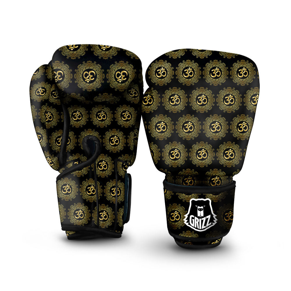 Om Sign Boho Print Pattern Boxing Gloves-grizzshop