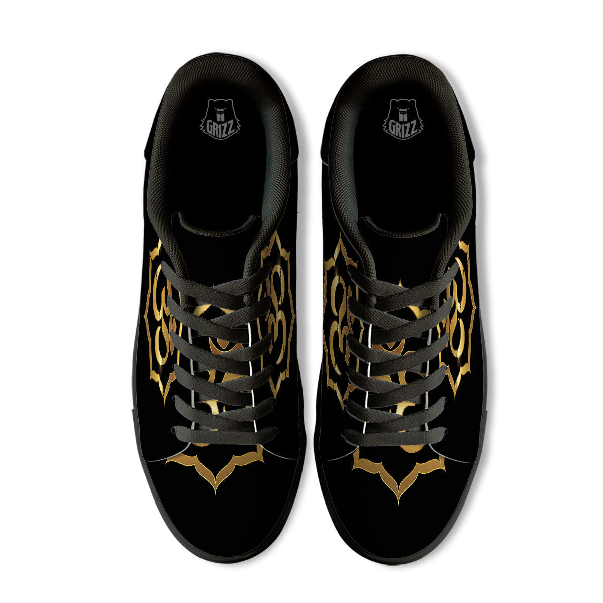Om Sign Print Black Low Top Sneakers-grizzshop