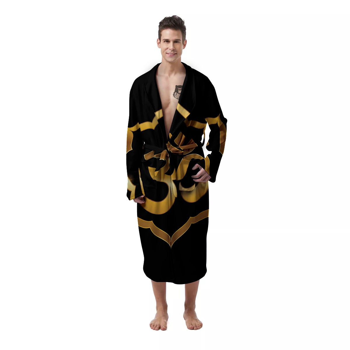 Om Sign Print Men's Robe-grizzshop