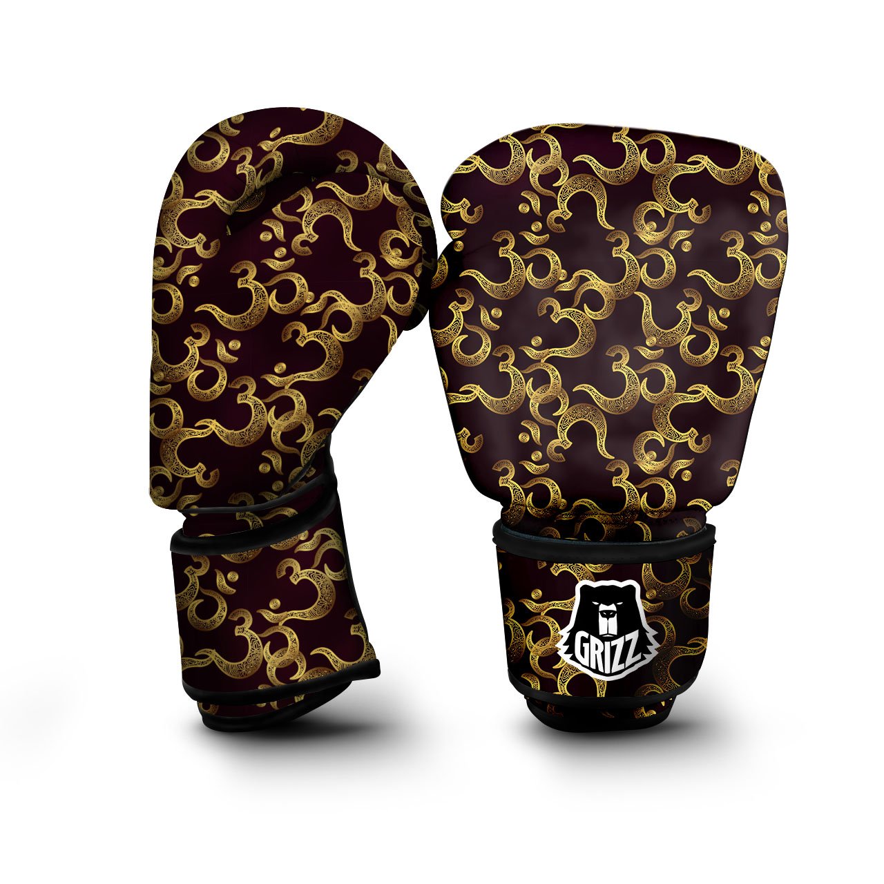 Om Sign Print Pattern Boxing Gloves-grizzshop