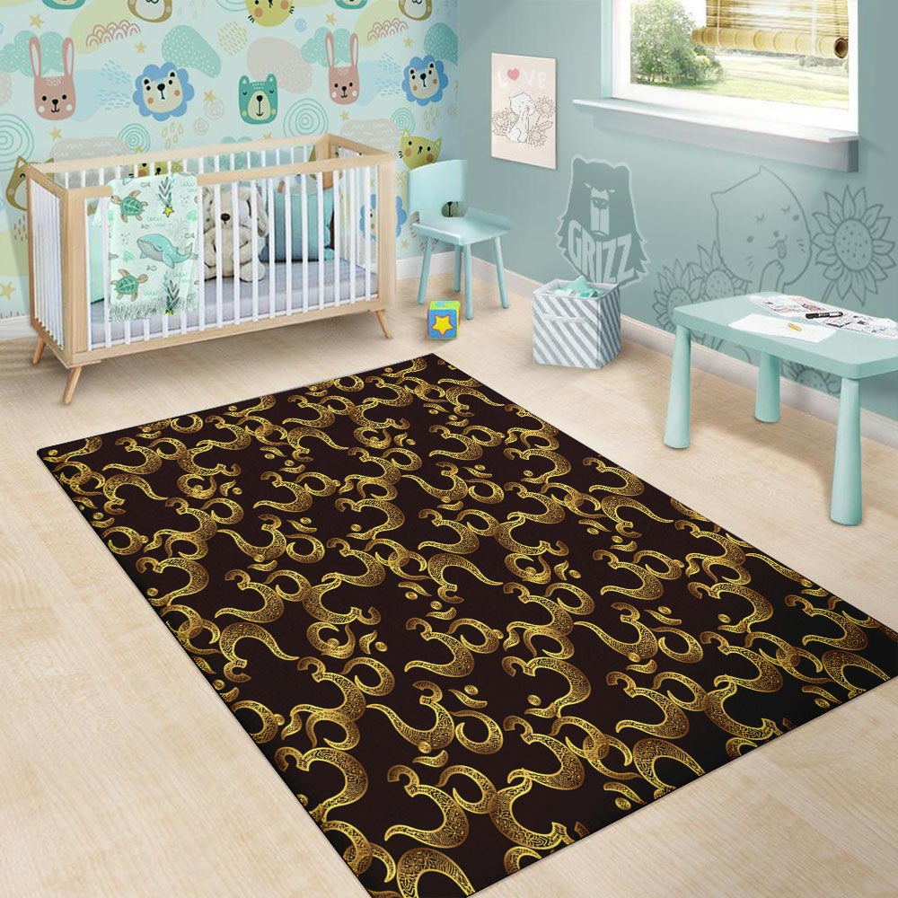 Om Sign Print Pattern Floor Mat-grizzshop